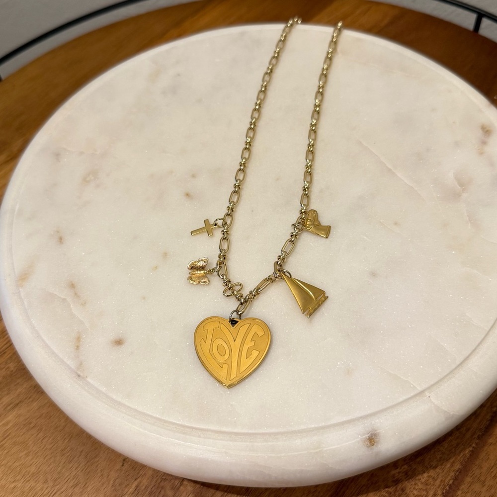 Gold Charm Necklace by Coastal Caviar | Heart Pendant Necklace